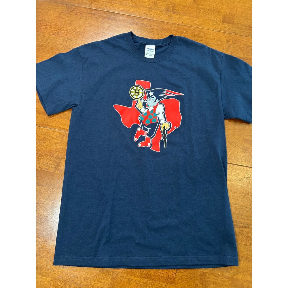 Gildan T-Shirt Mens Medium Navy Blue Boston Sports Red Sox Celtics Bruins